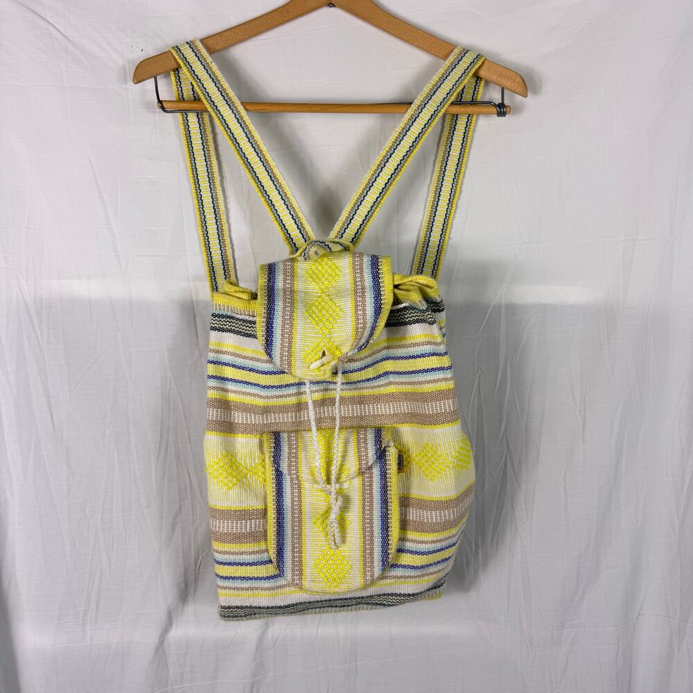Artesanias Mr Pinzon Mexican Blanket Backpack Woven Drawstring Unisex Boho Bag